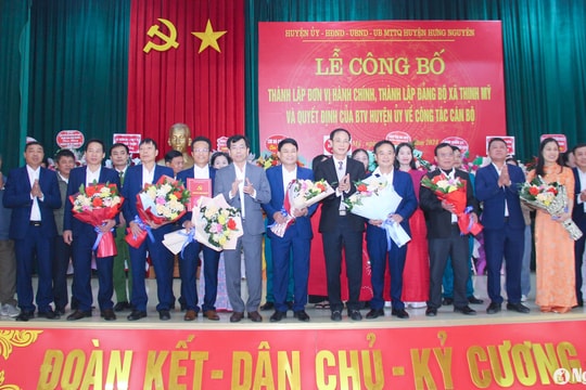 Hưng Nguyên công bố thành lập 3 đơn vị hành chính và đảng bộ xã mới