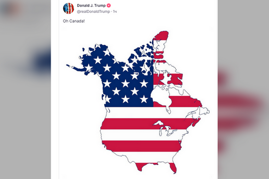 Ông Trump tiếp tục gây sốc khi đăng bản đồ Canada thuộc lãnh thổ Mỹ