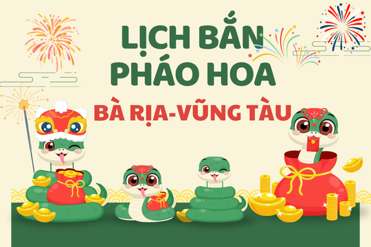 Địa điểm bắn pháo hoa Tết Âm lịch 2025 tại Bà Rịa Vũng Tàu