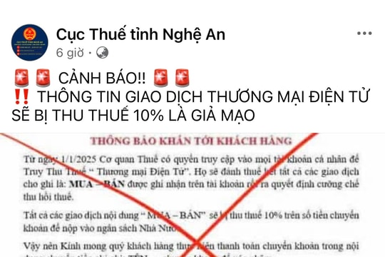 Giao dịch thương mại điện tử bị thu thuế 10% là thông tin giả mạo