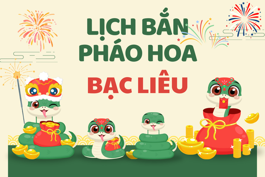Địa điểm bắn pháo hoa Tết Âm lịch 2025 tại Bạc Liêu