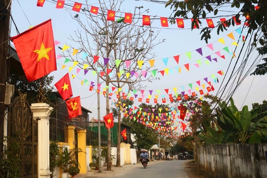 Làng quê Nghệ An rực rỡ cờ hoa mừng Đảng, mừng Xuân