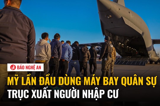 Mỹ lần đầu dùng máy bay quân sự trục xuất người nhập cư