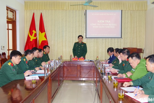Bộ Chỉ huy Quân sự tỉnh Nghệ An kiểm tra công tác giao, nhận quân