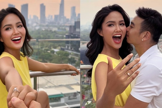 Hoa hậu H'Hen Niê hạnh phúc khoe ảnh bạn trai cầu hôn