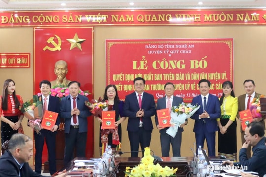 Công bố quyết định hợp nhất Ban Tuyên giáo và Ban Dân vận Huyện ủy Quỳ Châu
