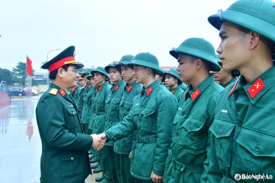 Kiểm tra việc tiếp nhận, huấn luyện chiến sĩ mới tại Trung đoàn 764