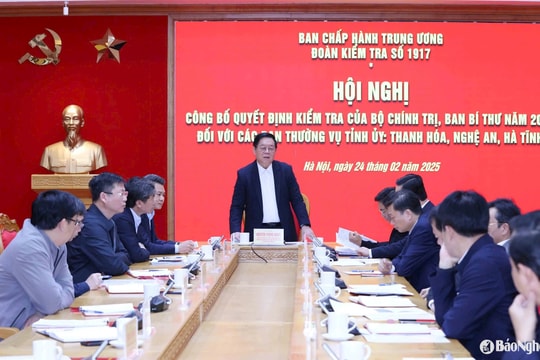 Công bố quyết định kiểm tra của Bộ Chính trị, Ban Bí thư đối với các Ban Thường vụ Tỉnh ủy: Thanh Hoá, Nghệ An, Hà Tĩnh
