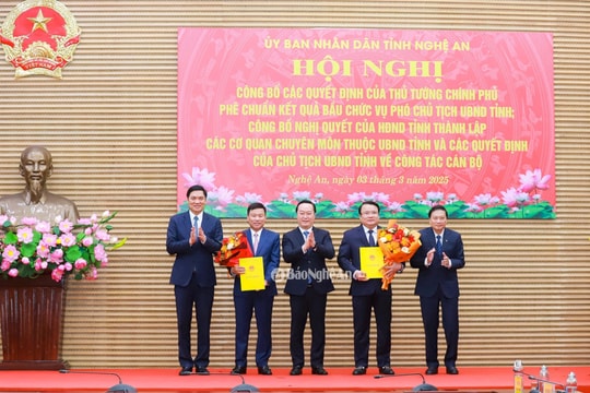 Trao quyết định của Thủ tướng Chính phủ phê chuẩn 2 Phó Chủ tịch UBND tỉnh Nghệ An