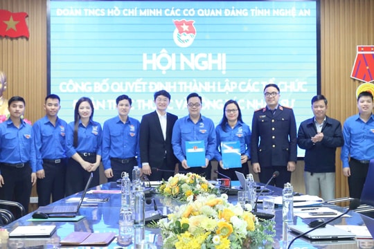 Công bố quyết định thành lập Đoàn TNCS Hồ Chí Minh các cơ quan Đảng tỉnh Nghệ An