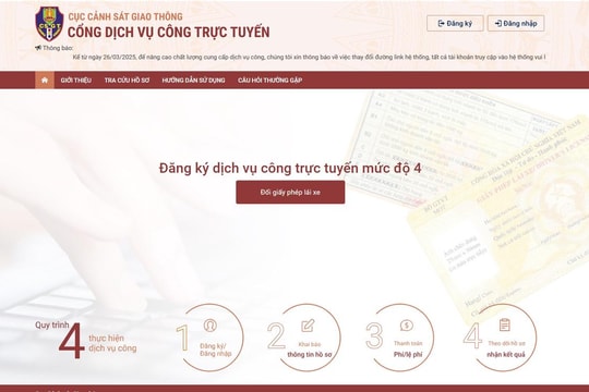 Chính thức vận hành trang dịch vụ công cấp đổi giấy phép lái xe từ ngày 26/3