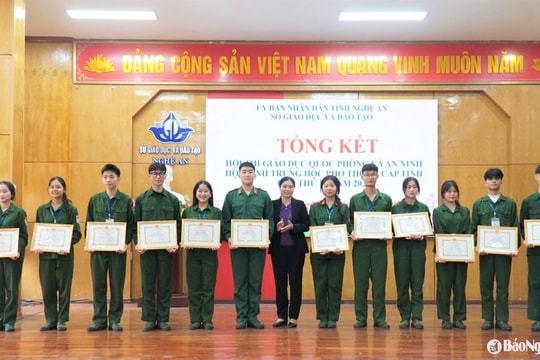 16 tập thể, 14 cá nhân xuất sắc tại Hội thi Giáo dục quốc phòng, an ninh năm 2025 của Nghệ An