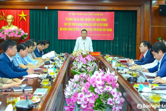 Phó Chủ tịch UBND tỉnh Nguyễn Văn Đệ làm việc với huyện Yên Thành về sắp xếp đơn vị hành chính