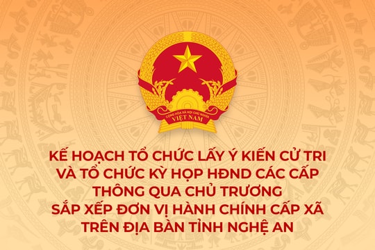 Kế hoạch lấy ý kiến cử tri và tổ chức kỳ họp HĐND các cấp thông qua chủ trương sắp xếp đơn vị hành chính cấp xã trên địa bàn tỉnh Nghệ An