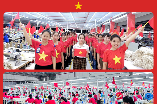 Cờ đỏ sao vàng rực sáng khắp các nhà máy, công xưởng ở Nghệ An