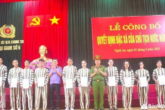 Trại tạm giam số 3 và số 6 (Bộ Công an) công bố các quyết định đặc xá phạm nhân