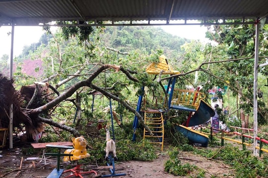 Kỳ Sơn: Lốc xoáy khiến cây cối gãy đổ, thiệt hại cơ sở vật chất trường mầm non