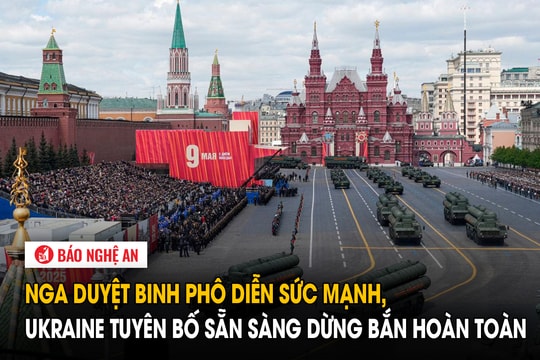 Nga duyệt binh phô diễn sức mạnh, Ukraine tuyên bố sẵn sàng dừng bắn hoàn toàn