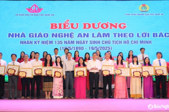 Ngành Giáo dục biểu dương 135 nhà giáo tiêu biểu Nghệ An làm theo lời Bác