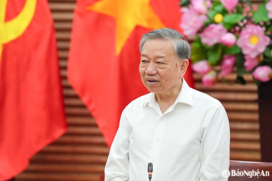 Tổng Bí thư Tô Lâm làm việc với Ban Thường vụ Tỉnh ủy Nghệ An