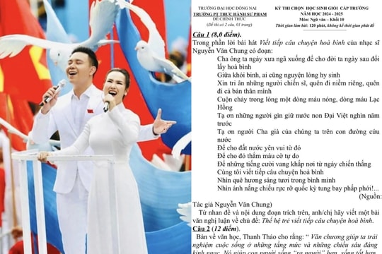 Ca khúc 4 tỷ lượt xem dịp lễ 30/4 vào đề thi Văn