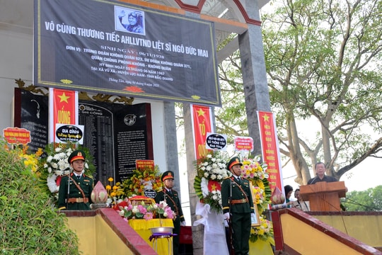 Nghệ An tổ chức truy điệu và an táng hài cốt Anh hùng Lực lượng vũ trang nhân dân liệt sĩ Ngô Đức Mai