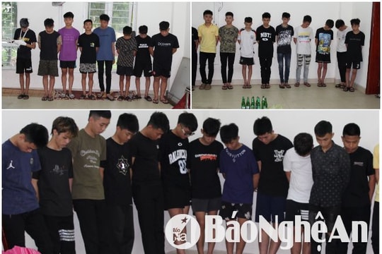 Bắt 28 thanh niên chém nhau tại cây xăng đôi Quán Bàu, thành phố Vinh