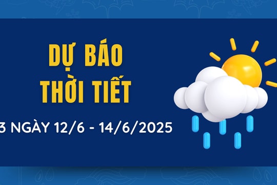 Dự báo thời tiết 3 ngày tới từ 12/6 đến 14/6/2025