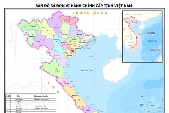 Bản đồ hành chính Việt Nam về 34 tỉnh, thành mới từ ngày 12/6/2025