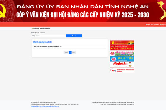 Vận hành trang web ‘Góp ý văn kiện đại hội đảng các cấp' trực tuyến của Đảng ủy UBND tỉnh Nghệ An