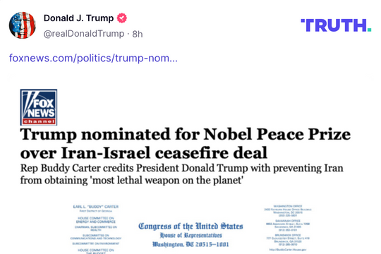 Ông Trump được đề cử giải Nobel Hòa bình
