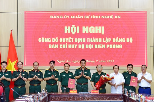 Đảng ủy Quân sự tỉnh Nghệ An công bố quyết định thành lập Đảng bộ Ban Chỉ huy Bộ đội Biên phòng