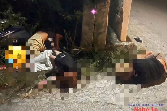 Quỳnh Lưu: Mất lái ở đoạn đường cong, xe máy chở 3 thanh niên đâm vào cột điện khiến 2 người chết