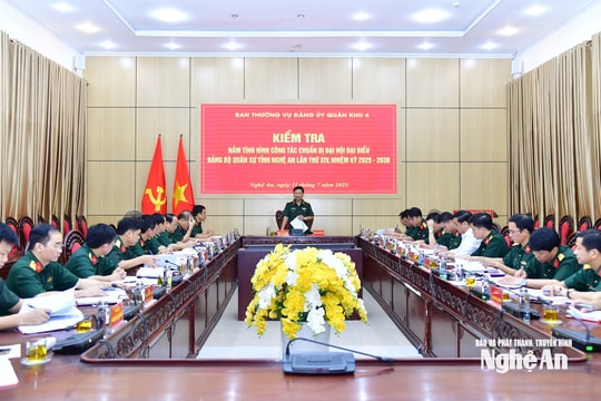 Quân khu 4 kiểm tra, nắm bắt tình hình công tác chuẩn bị Đại hội đại biểu Đảng bộ Quân sự tỉnh Nghệ An