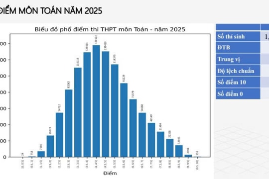 Phổ điểm môn Toán thi tốt nghiệp THPT 2025: Gây bất ngờ với số lượng điểm 10 khi bị đánh giá đề thi khó