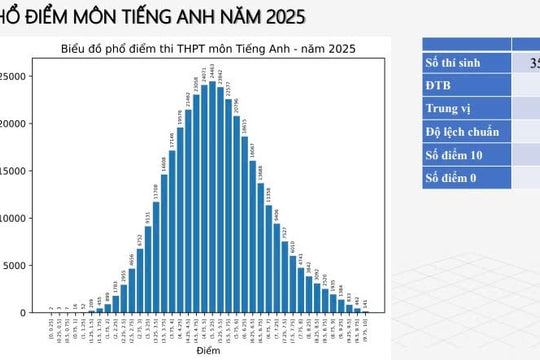 Phổ điểm Tiếng Anh thi tốt nghiệp THPT 2025: Số điểm 10 giảm cực mạnh