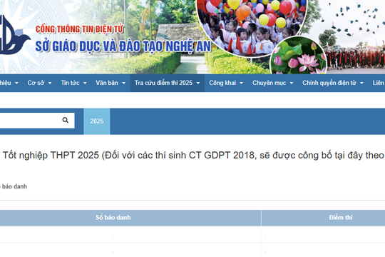 Thí sinh ở Nghệ An nên tra cứu điểm thi THPT 2025 tại link sau đây để tránh bị nghẽn mạng