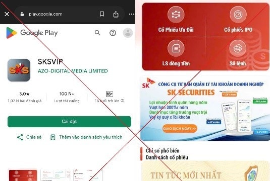 3 nạn nhân bị lừa đảo khi đầu tư chứng khoán trên ứng dụng SKSVIP