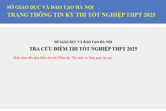 Link tra cứu điểm thi tốt nghiệp THPT 2025 của Sở GD&ĐT Hà Nội