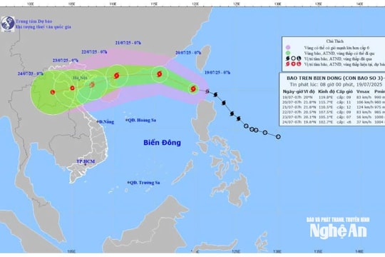 Cảnh báo bão số 3 WIPHA di chuyển nhanh, vùng ảnh hưởng rộng, từ ngày 20/7 có mưa to đến rất to ở các tỉnh Bắc Bộ, Thanh Hóa, Nghệ An và Hà Tĩnh
