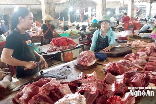 Dịch tả lợn châu Phi tái bùng phát, thịt lợn tại một số chợ ở Nghệ An lượng tiêu thụ giảm hẳn