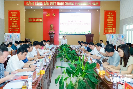 Chairman of Provincial People's Committee Le Hong Vinh presides over the approval meeting for the Party congresses of Nghia Hung, Nghia Lam, and Nghia Mai communes