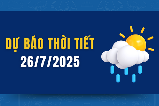 Dự báo thời tiết ngày 26/7/2025: Mưa tại Hà Nội, Bắc Bộ và Thanh Hóa, Nghệ An giảm dần