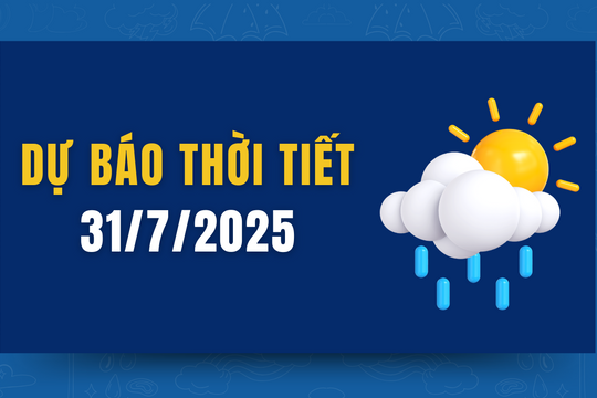 Dự báo thời tiết ngày 31/7/2025: Nắng nóng diện rộng tại Bắc và Trung Bộ