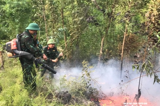 Kịp thời dập tắt đám cháy rừng trên núi Thiên Nhẫn
