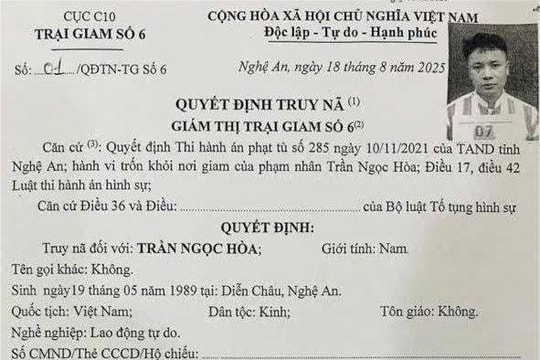 Truy bắt phạm nhân trốn khỏi trại giam ở Nghệ An chiều 18/8