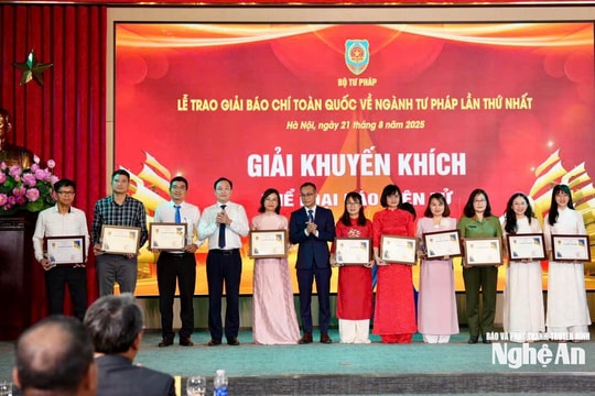 Báo và Phát thanh, truyền hình Nghệ An đoạt giải báo chí toàn quốc về ngành Tư pháp lần thứ nhất