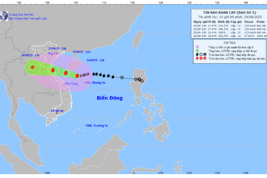 TIN BÃO KHẨN CẤP: Bão số 5 giật cấp 16, tiến thẳng vào đất liền các tỉnh từ Thanh Hóa đến Quảng Trị