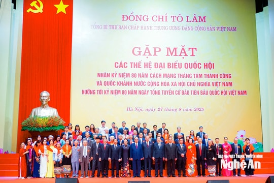 Đoàn các thế hệ đại biểu Quốc hội Nghệ An dự Chương trình gặp mặt do Tổng Bí thư Tô Lâm chủ trì