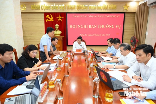 Ban Thường vụ Đảng ủy Các cơ quan Đảng tỉnh họp phiên thường kỳ tháng 8